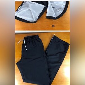 Varsity Black VTG athletic lined Track sweatpants windbreaker nylon Zip Bottom